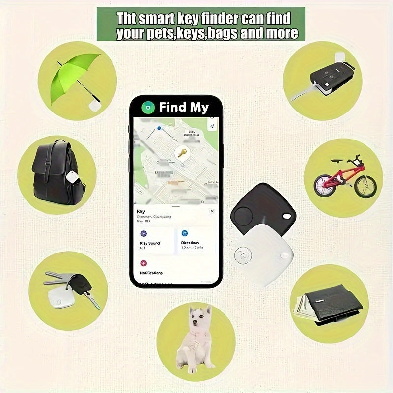 🟡Localizador de Llaves, Rastreador Inteligente, Dispositivo de Sensor de Alarma Anti-Pérdida Mini, Localizador Remoto, Rastreador Inalámbrico y Localizador de Llaves, Bolsa, Cartera y Otros Artículos; Localizador de Teléfono Móvil, Solo iOS