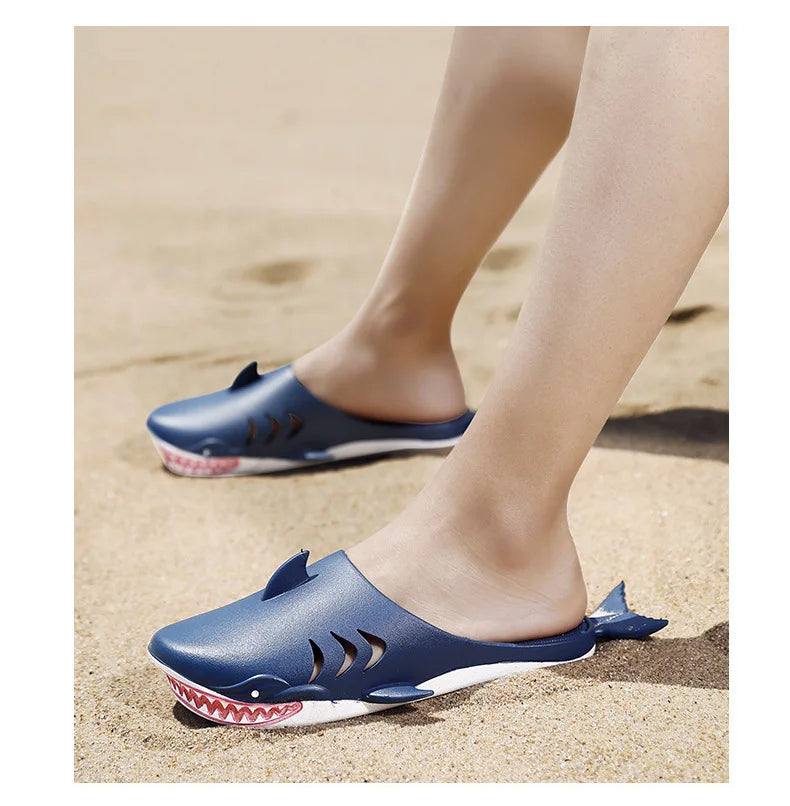 🟡 Chanclas de dibujos animados Unisex, sandalias de playa antideslizantes para exteriores tiburón