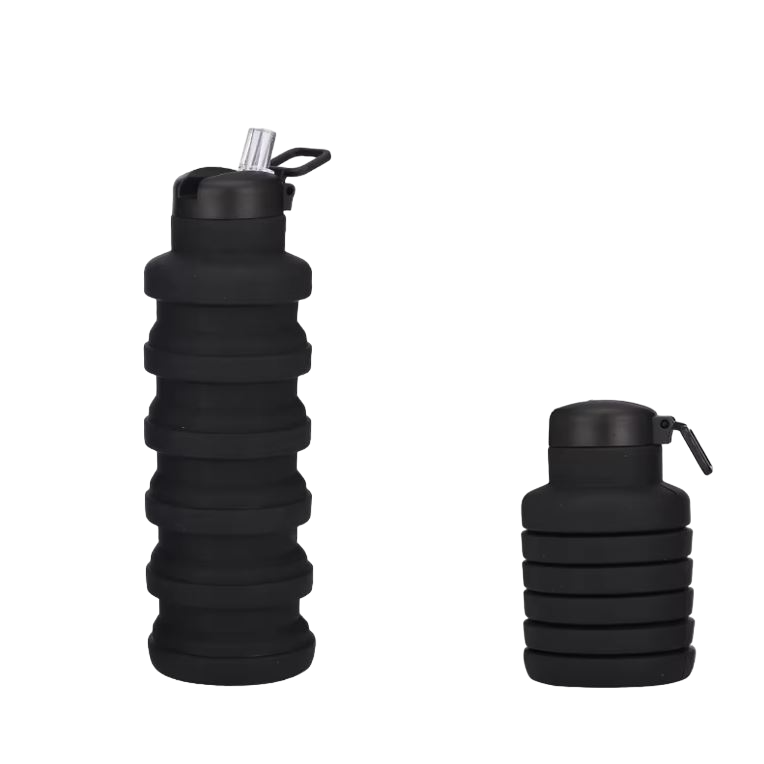 Botella de agua plegable con pitillo