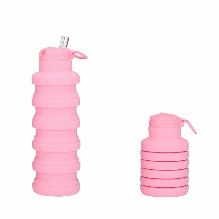 Botella de agua plegable con pitillo
