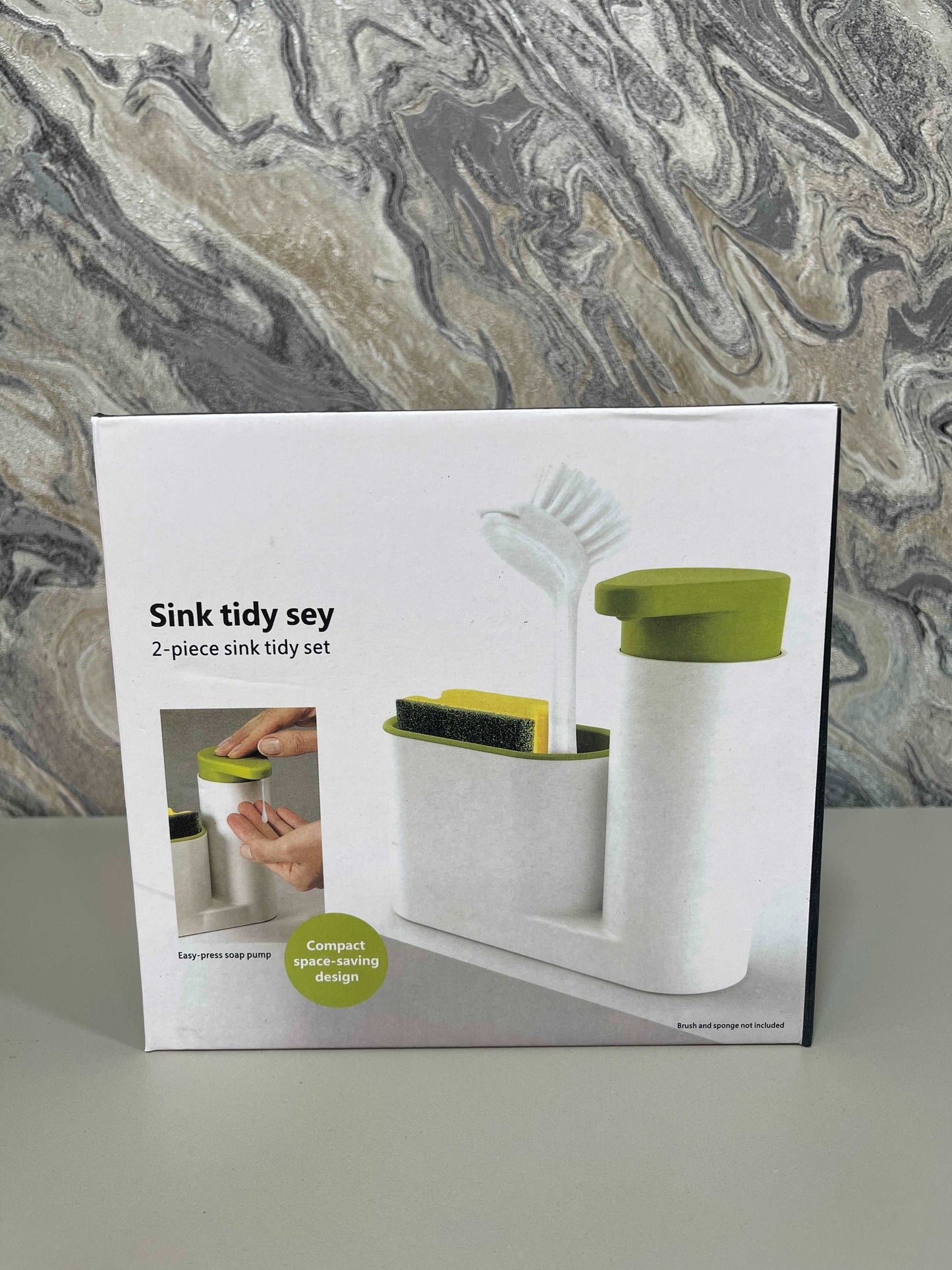 Dispensador y organizador de jabón cocina verde/blanco