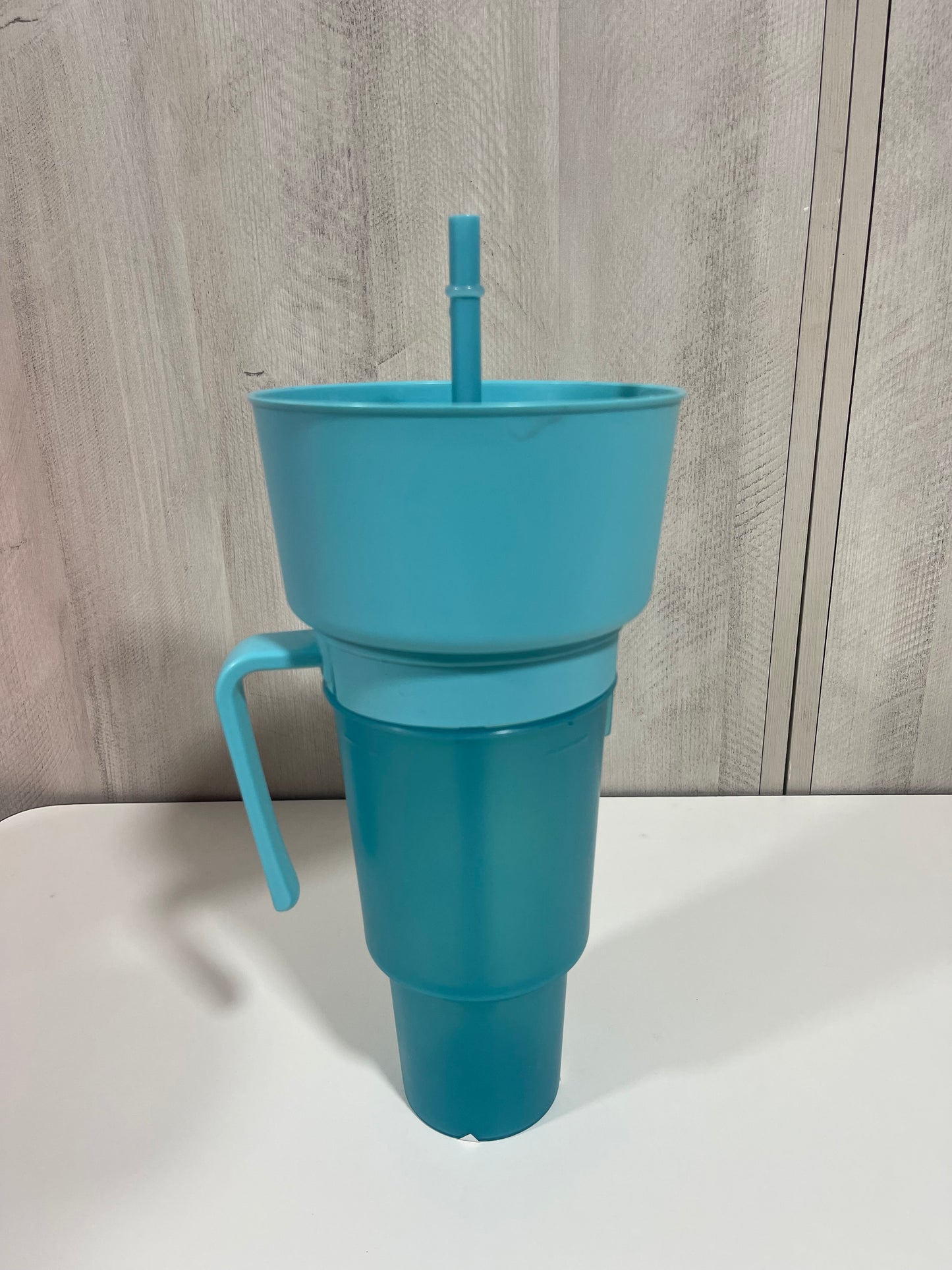 Vaso de estadio, bebida de palomitas de maíz, taza de Cola 2 en 1, tazón de aperitivos portátil contra salpicaduras, tazón de almacenamiento de pollo con asa