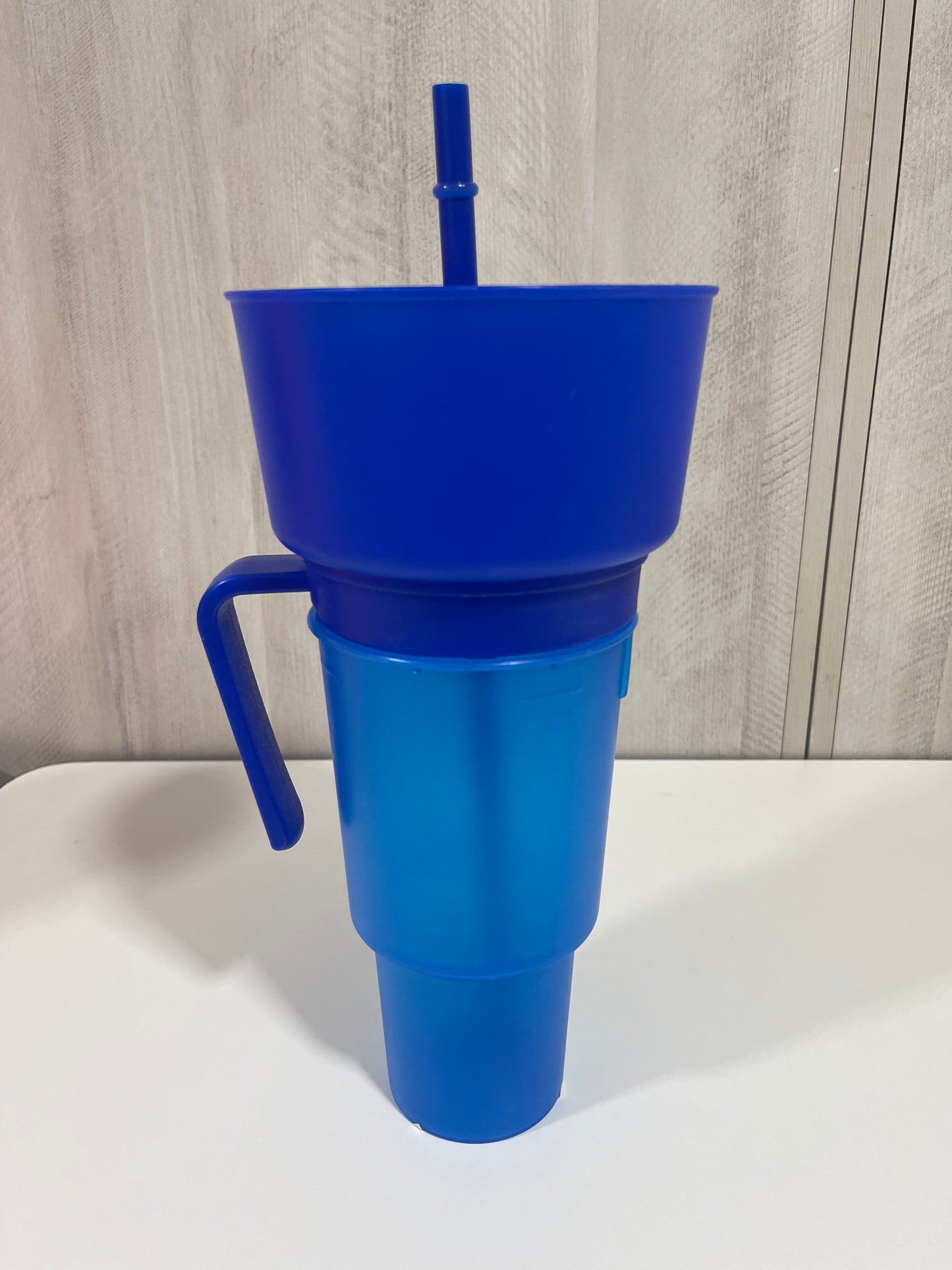 Vaso de estadio, bebida de palomitas de maíz, taza de Cola 2 en 1, tazón de aperitivos portátil contra salpicaduras, tazón de almacenamiento de pollo con asa