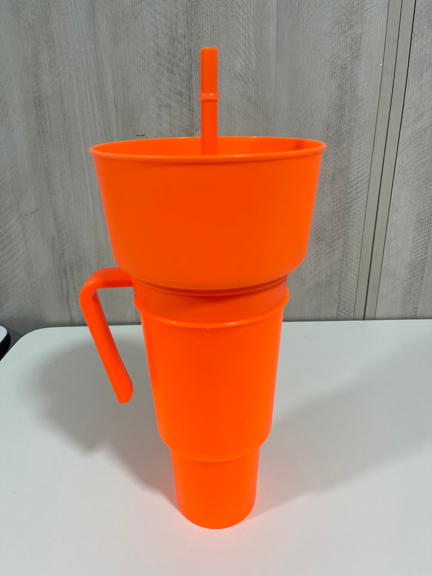 Vaso de estadio, bebida de palomitas de maíz, taza de Cola 2 en 1, tazón de aperitivos portátil contra salpicaduras, tazón de almacenamiento de pollo con asa