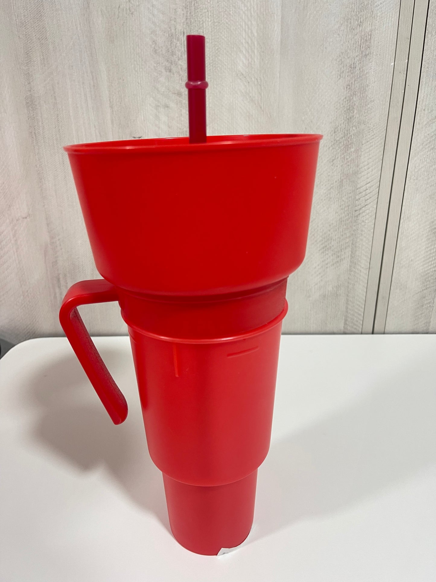 Vaso de estadio, bebida de palomitas de maíz, taza de Cola 2 en 1, tazón de aperitivos portátil contra salpicaduras, tazón de almacenamiento de pollo con asa