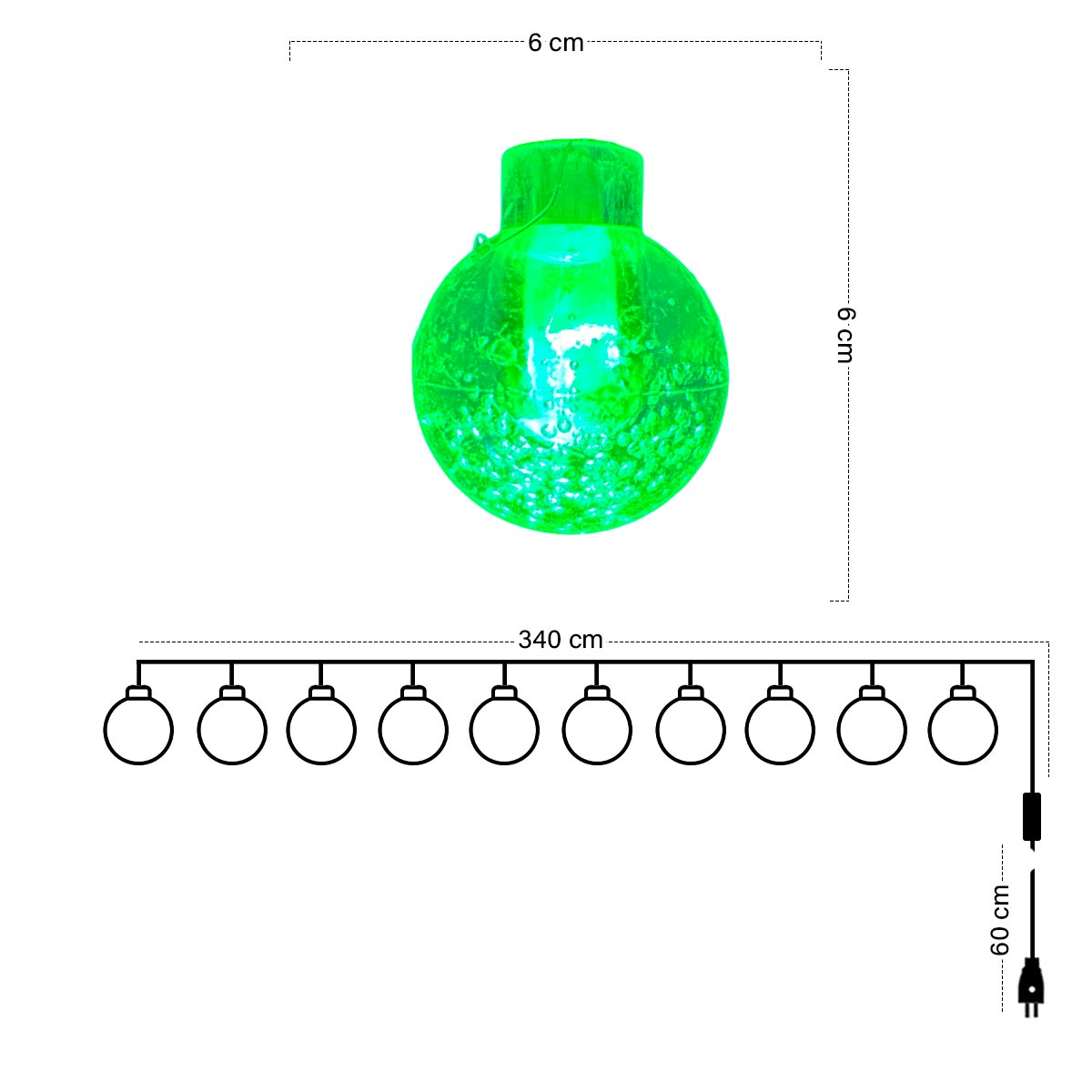 Luz Led Bolas de Navidad