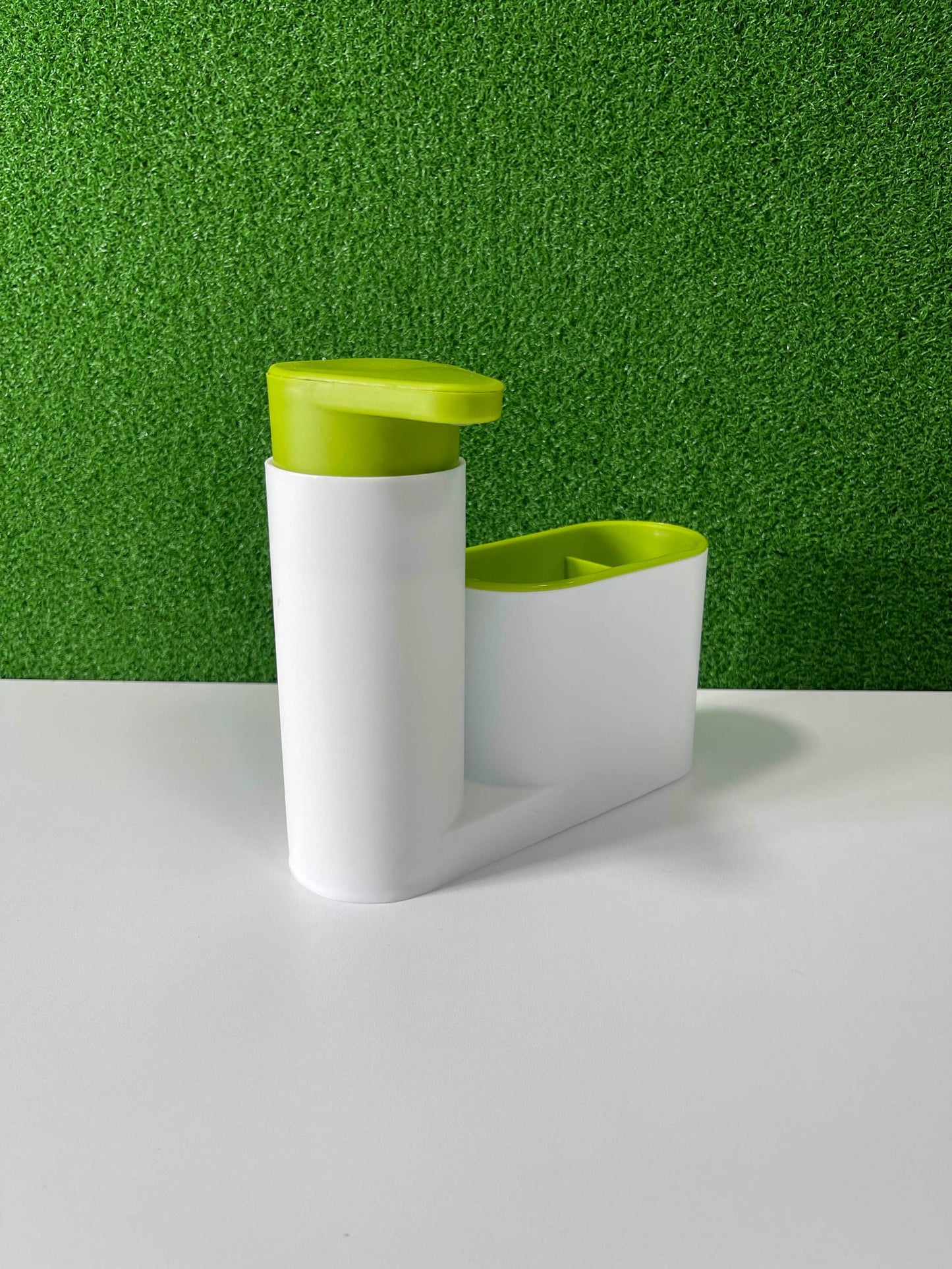 Dispensador y organizador de jabón cocina verde/blanco