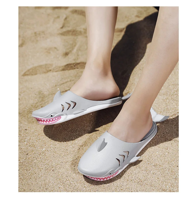🟡 Chanclas de dibujos animados Unisex, sandalias de playa antideslizantes para exteriores tiburón