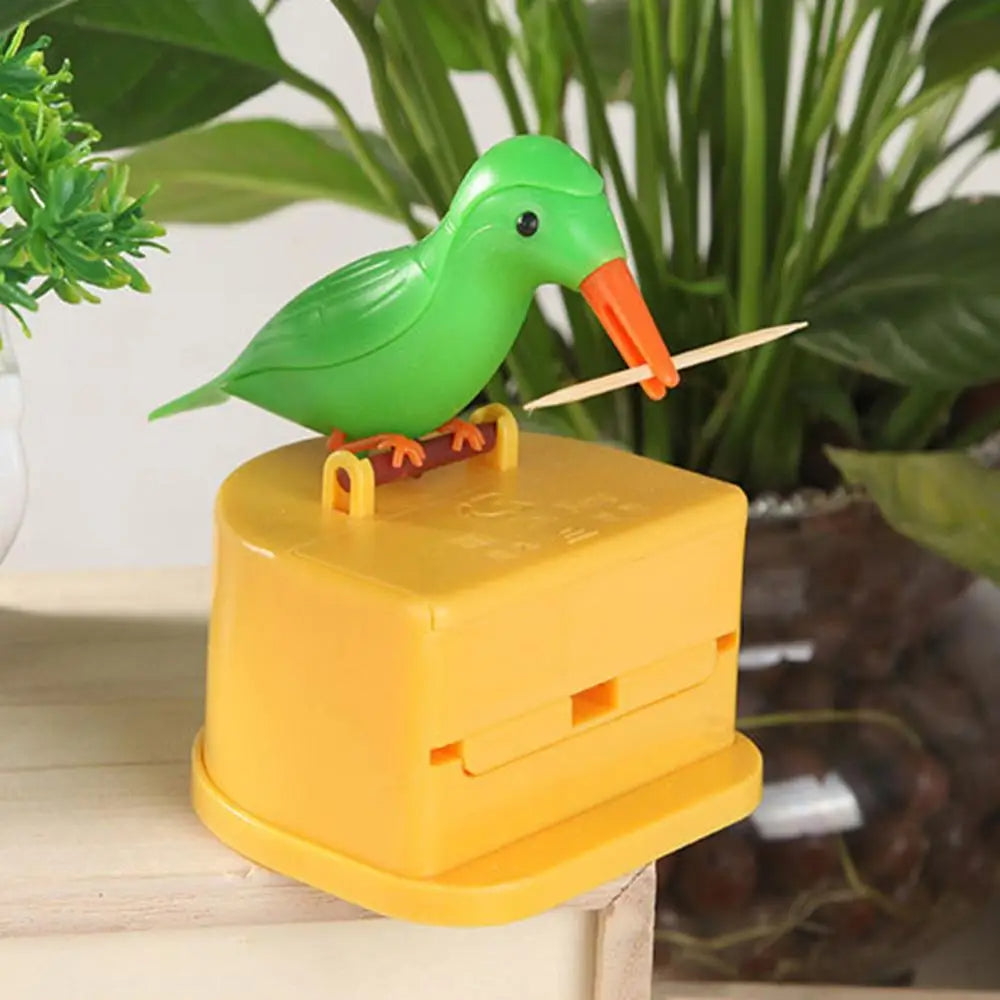 🟡 Contenedor de palillos de dientes con forma de pájaro, dispensador automático de palillos de dientes, soporte para palillos de dientes, decoración del hogar, accesorios de mesa, cocina y restaurante