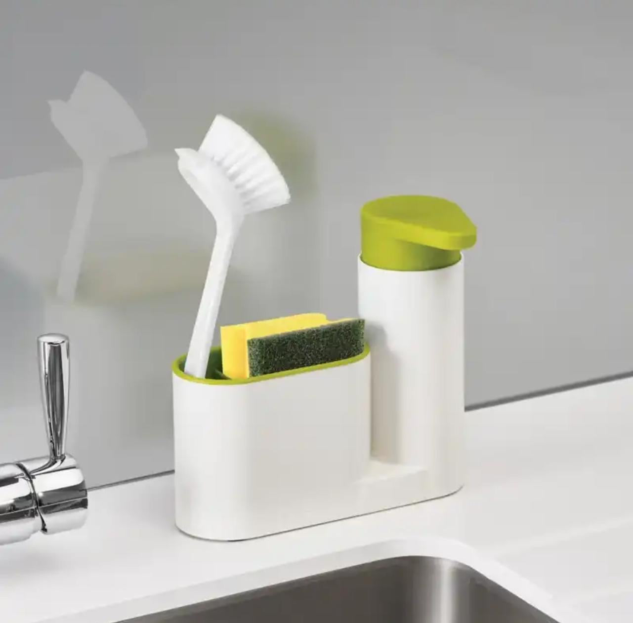 Dispensador y organizador de jabón cocina verde/blanco
