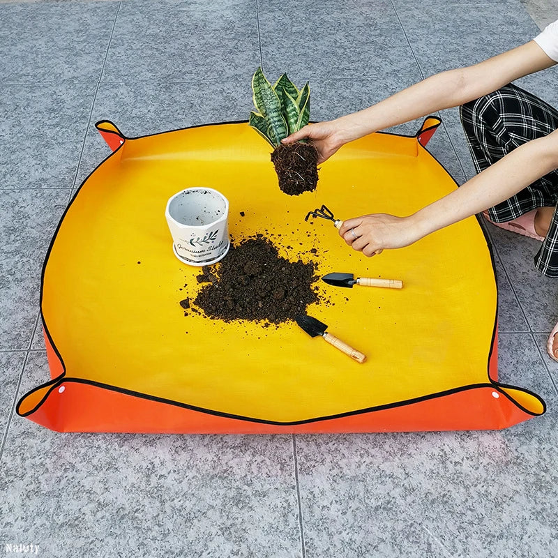 🟡 Estera de plantación plegable impermeable, estera de jardín, almohadilla para macetas, trasplante, mezcla de suelo, herramienta de poda de plantas