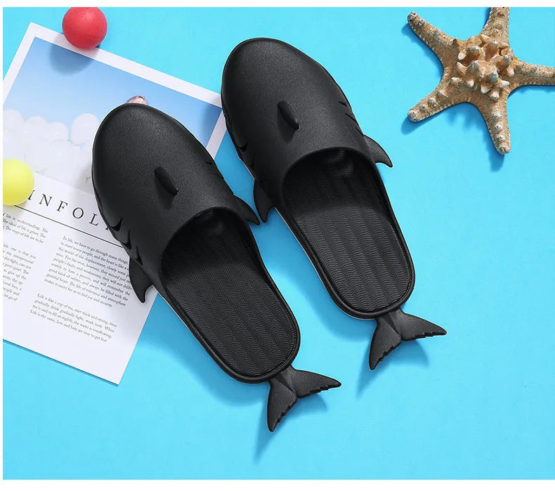 🟡 Chanclas de dibujos animados Unisex, sandalias de playa antideslizantes para exteriores tiburón