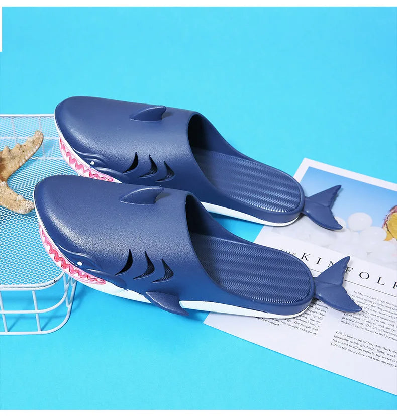 🟡 Chanclas de dibujos animados Unisex, sandalias de playa antideslizantes para exteriores tiburón
