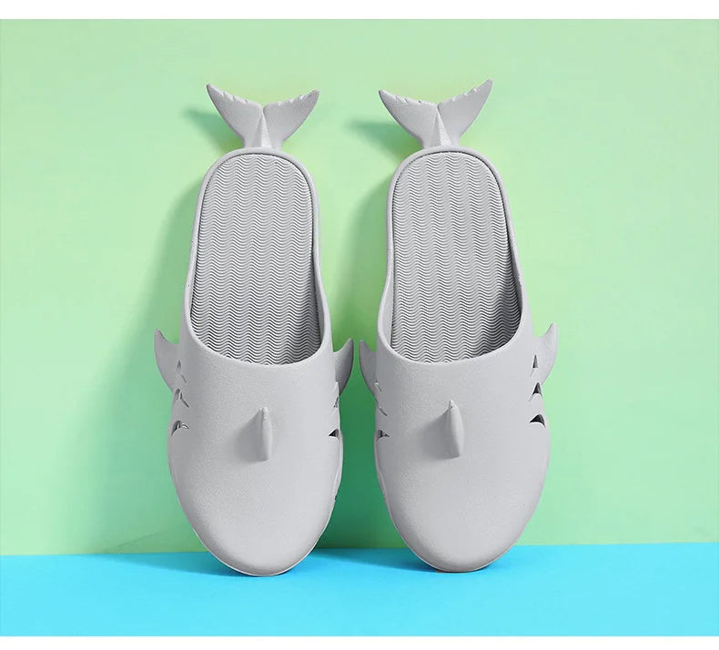 🟡 Chanclas de dibujos animados Unisex, sandalias de playa antideslizantes para exteriores tiburón