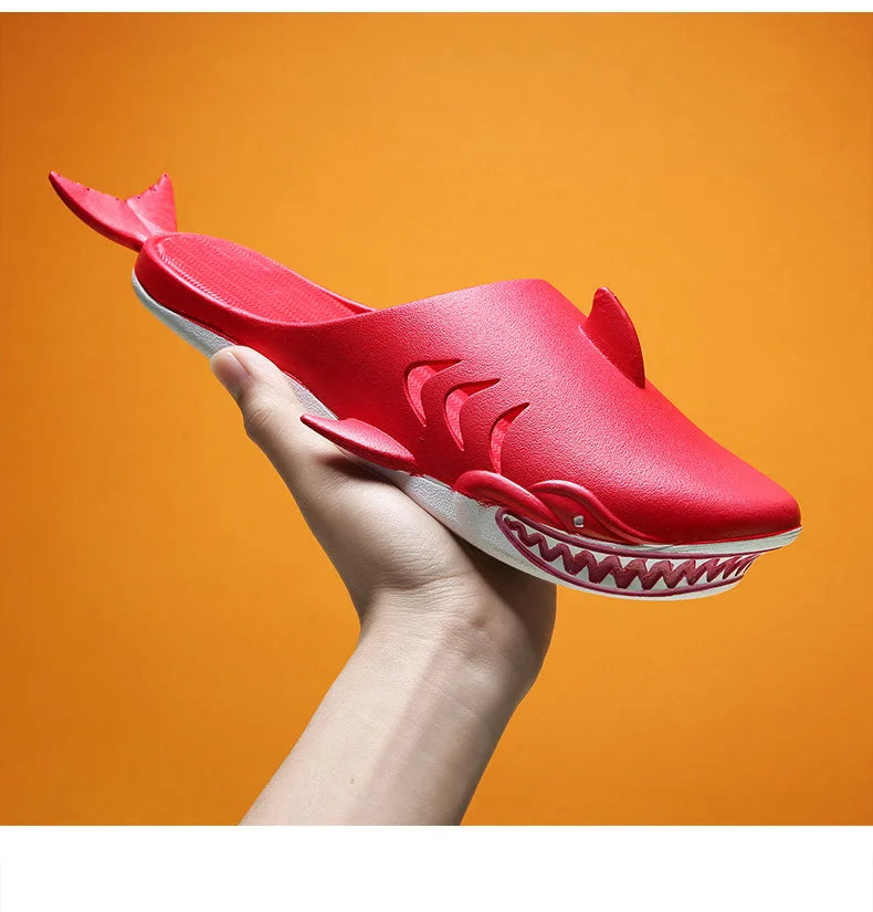 🟡 Chanclas de dibujos animados Unisex, sandalias de playa antideslizantes para exteriores tiburón