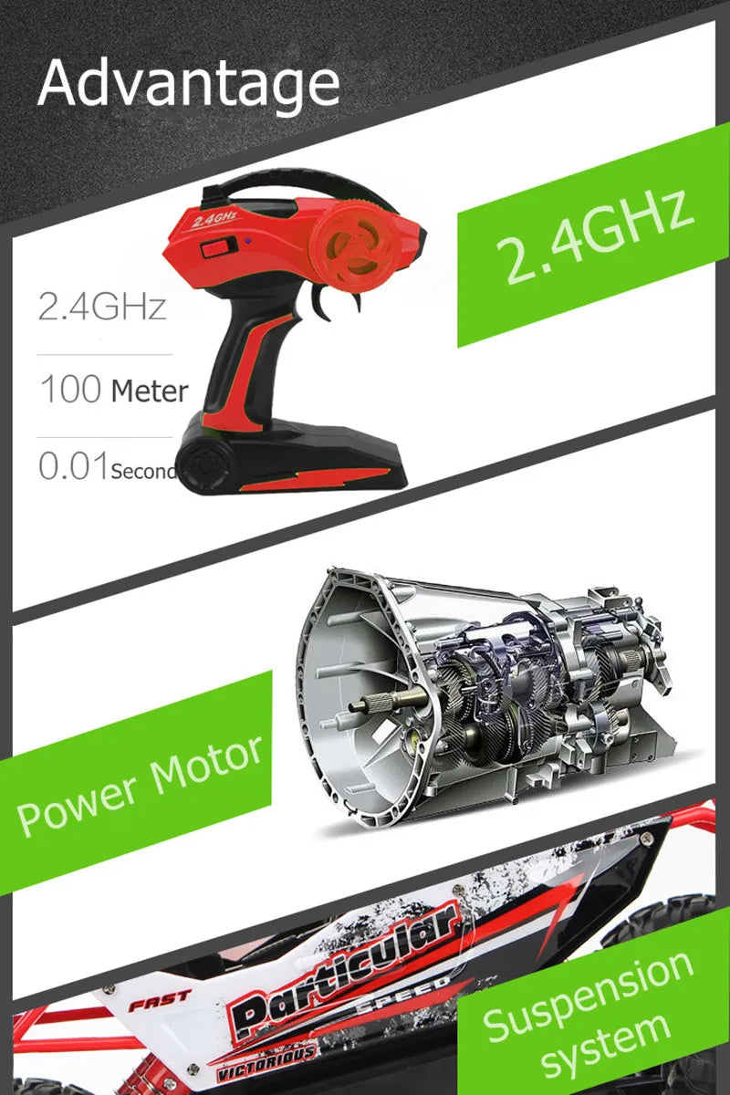 🟡 Coche teledirigido 4WD todoterreno 4x4, coches de Control remoto, Radio, Buggy, camión de carreras, deriva con luces Led, juguetes de regalo para niños y niñas