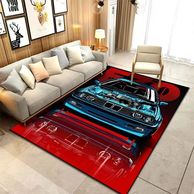 🟡Alfombra con diseño de coche clásico E30, alfombra para dormitorio, sala de estar, baño, alfombra creativa para puerta, alfombra para cueva de hombre, decoración del hogar