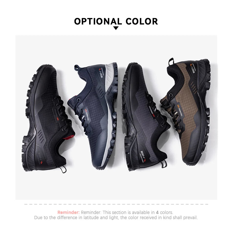 🟡 Nuevos zapatos antideslizantes resistentes al desgaste para senderismo para hombre, zapatos de viaje impermeables a la moda para exteriores, zapatillas cómodas para hombre