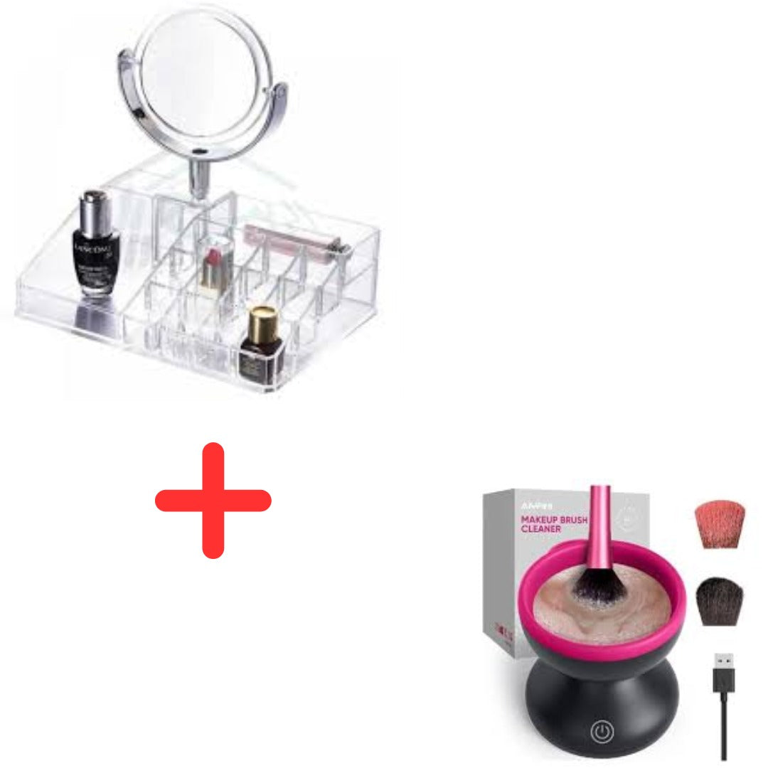 Combo Organizador Maquillaje y Lavadora Brochas