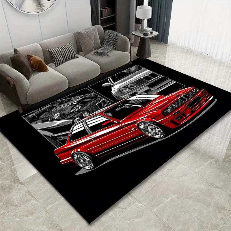 🟡Alfombra con diseño de coche clásico E30, alfombra para dormitorio, sala de estar, baño, alfombra creativa para puerta, alfombra para cueva de hombre, decoración del hogar