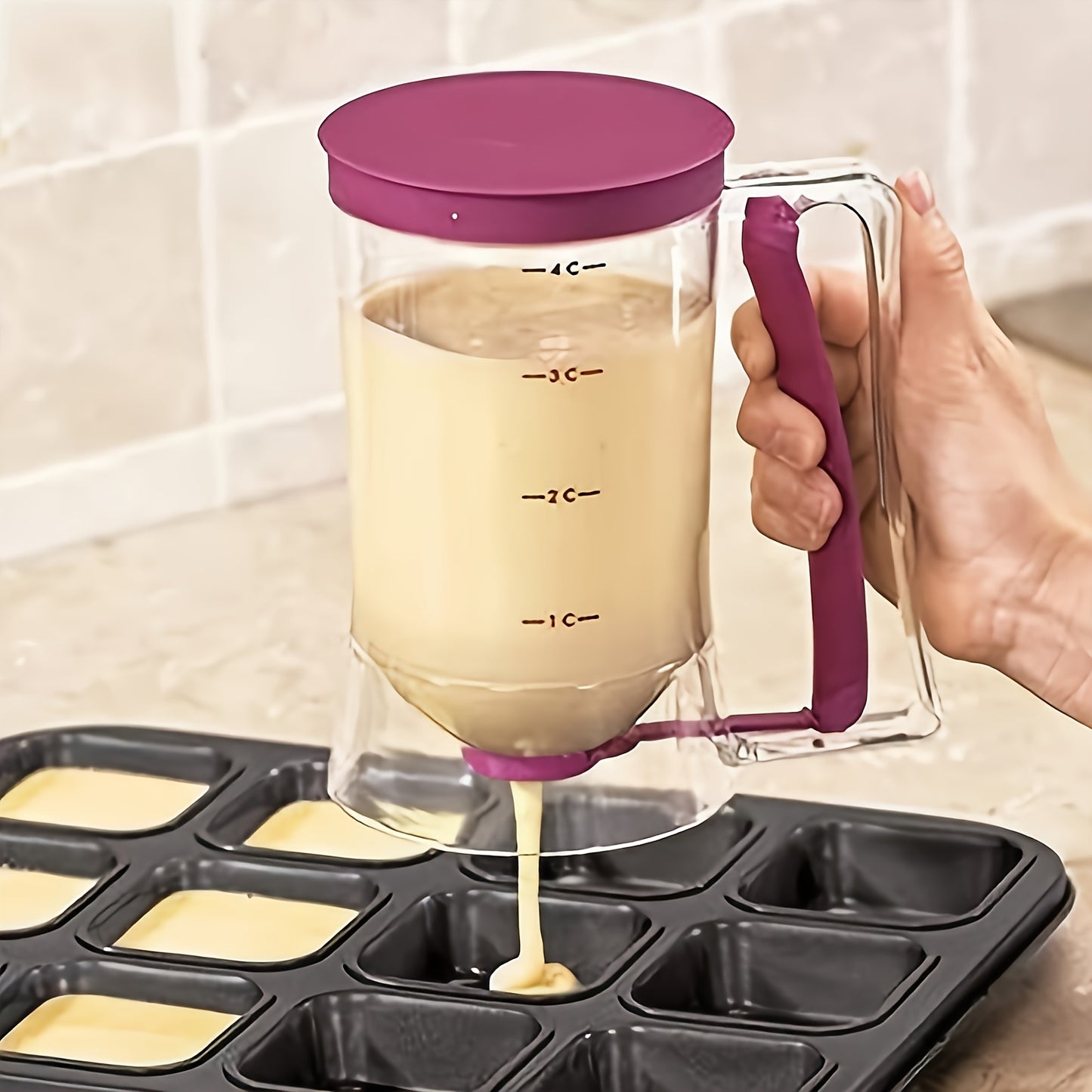 🟡Dispensador de Batería Versátil para Panqueques, Cupcakes y Más - Gadget de Cocina Plegable para Resultados de Horneado Perfectos