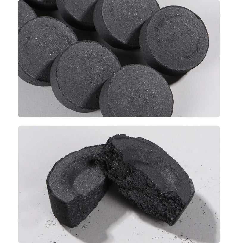 🟡 100 Pastillas para barbacoa de carbono fino, carbón de combustión fina para barbacoa doméstica, arrancadores de fuego inflamables, totalmente natural