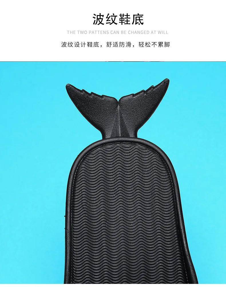 🟡 Chanclas de dibujos animados Unisex, sandalias de playa antideslizantes para exteriores tiburón