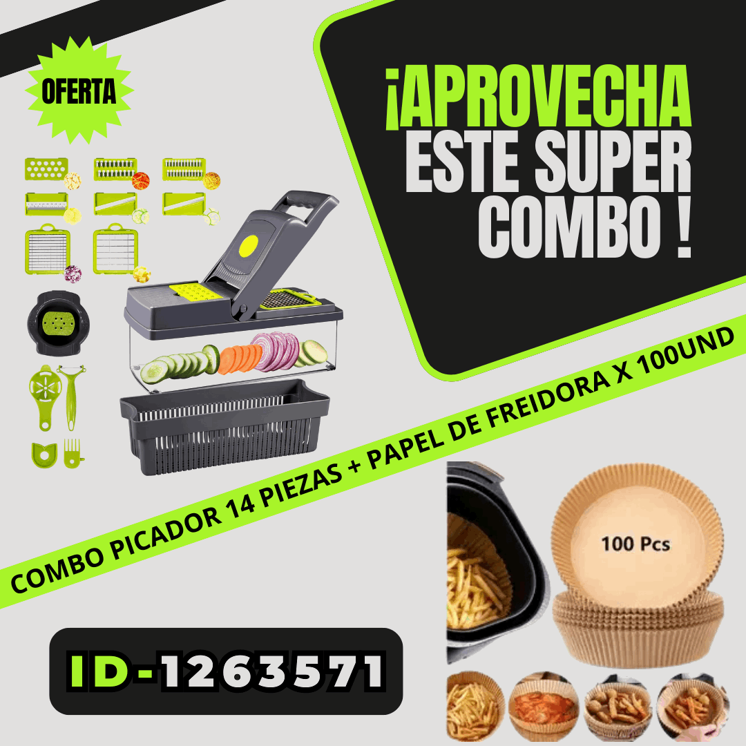 Combo Picador 14 piezas + Papel Freidora