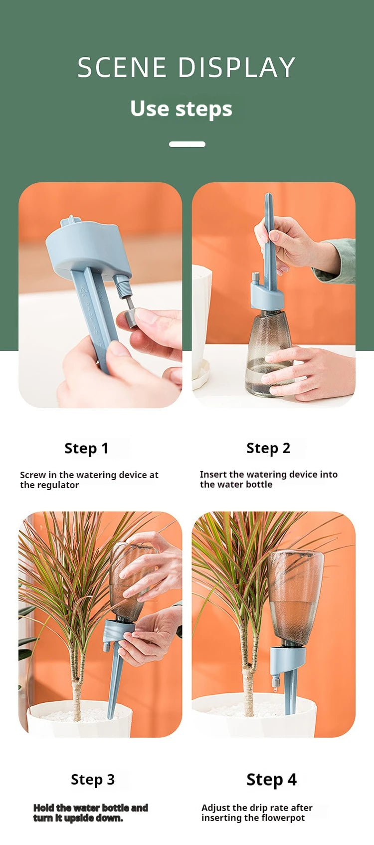 🟡 Nuevo Dispositivo automático de riego de flores para jardín, velocidad ajustable, riego por goteo, maceta, dispositivo de riego por goteo suculento