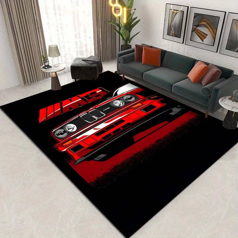 🟡Alfombra con diseño de coche clásico E30, alfombra para dormitorio, sala de estar, baño, alfombra creativa para puerta, alfombra para cueva de hombre, decoración del hogar