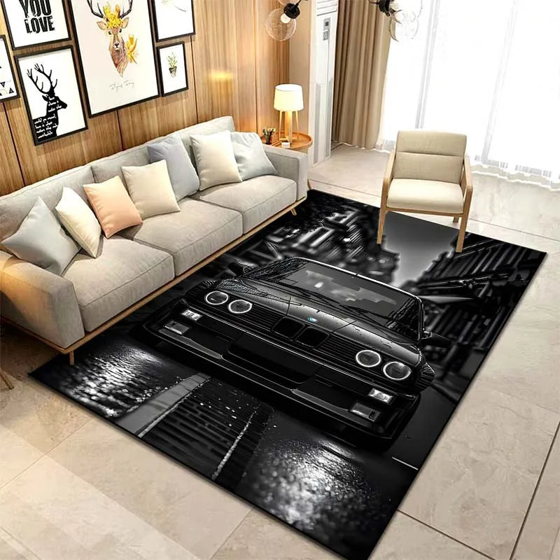 🟡Alfombra con diseño de coche clásico E30, alfombra para dormitorio, sala de estar, baño, alfombra creativa para puerta, alfombra para cueva de hombre, decoración del hogar