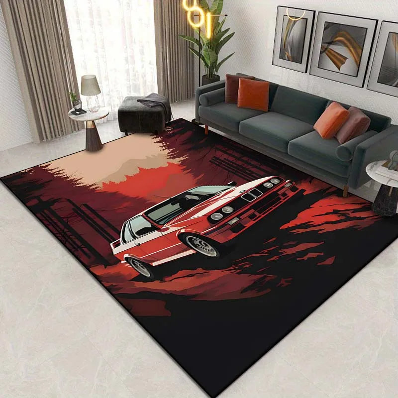 🟡Alfombra con diseño de coche clásico E30, alfombra para dormitorio, sala de estar, baño, alfombra creativa para puerta, alfombra para cueva de hombre, decoración del hogar