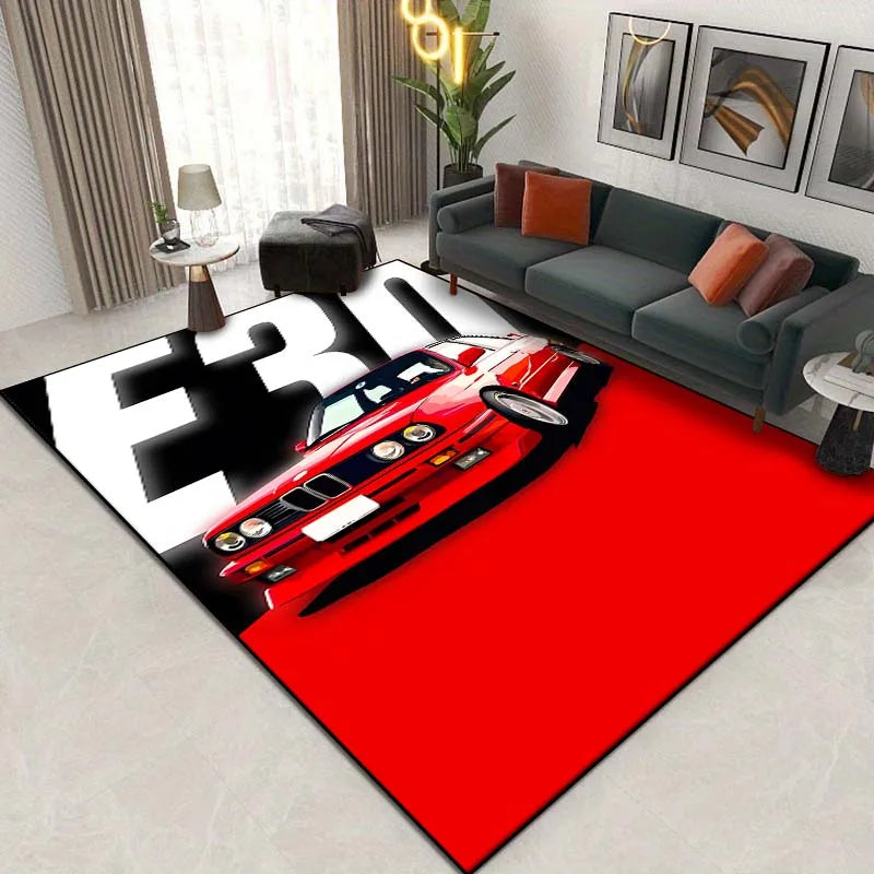🟡Alfombra con diseño de coche clásico E30, alfombra para dormitorio, sala de estar, baño, alfombra creativa para puerta, alfombra para cueva de hombre, decoración del hogar