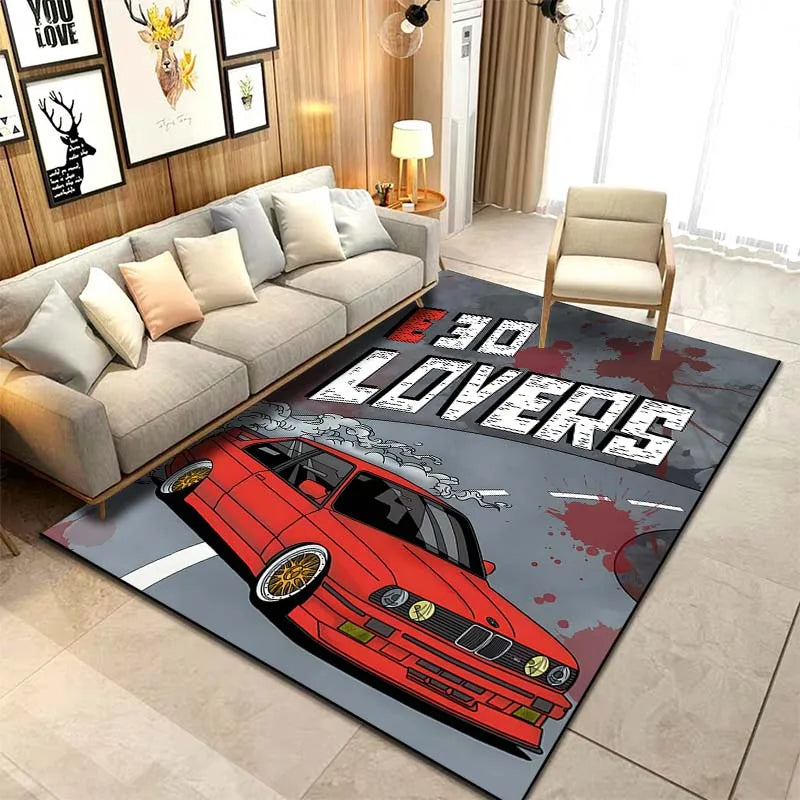🟡Alfombra con diseño de coche clásico E30, alfombra para dormitorio, sala de estar, baño, alfombra creativa para puerta, alfombra para cueva de hombre, decoración del hogar