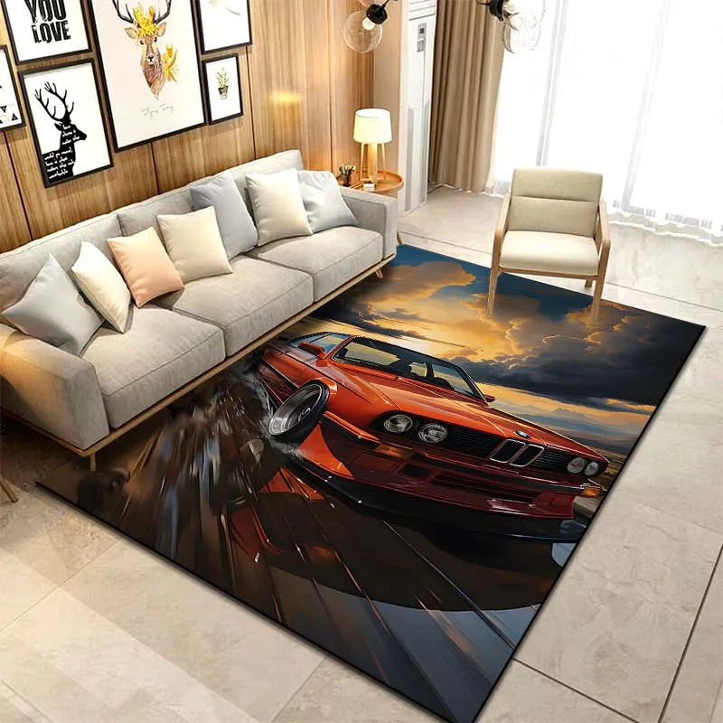 🟡Alfombra con diseño de coche clásico E30, alfombra para dormitorio, sala de estar, baño, alfombra creativa para puerta, alfombra para cueva de hombre, decoración del hogar