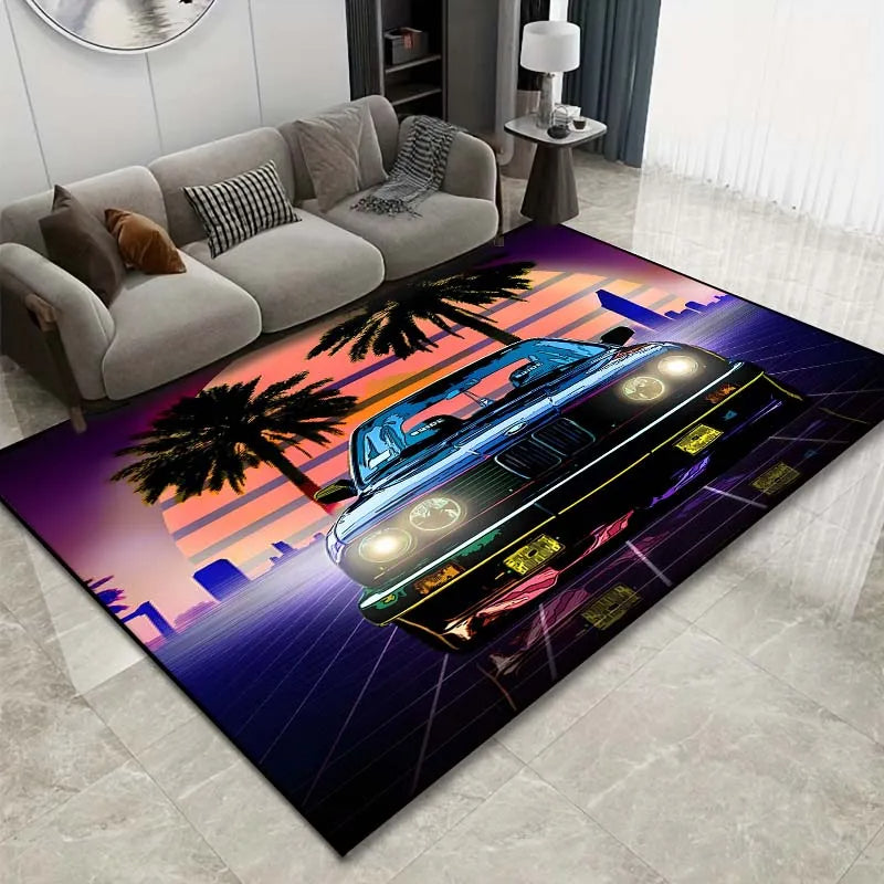 🟡Alfombra con diseño de coche clásico E30, alfombra para dormitorio, sala de estar, baño, alfombra creativa para puerta, alfombra para cueva de hombre, decoración del hogar