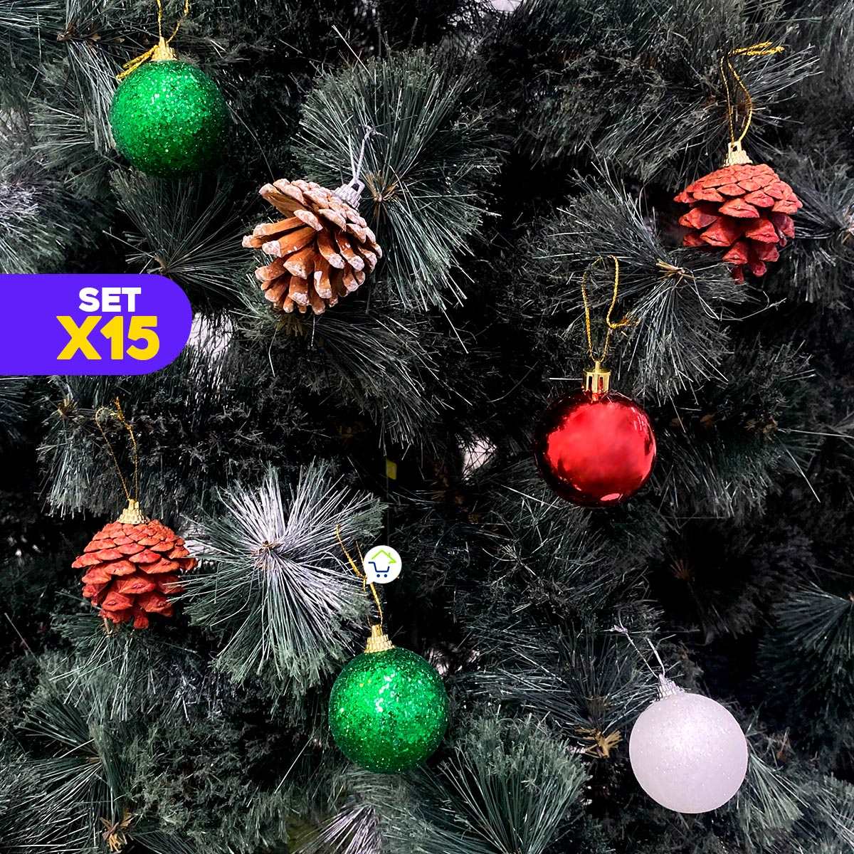 Bolas Navideñas x15 Esferas y Figuras Decorativas Decoración Árbol Navidad