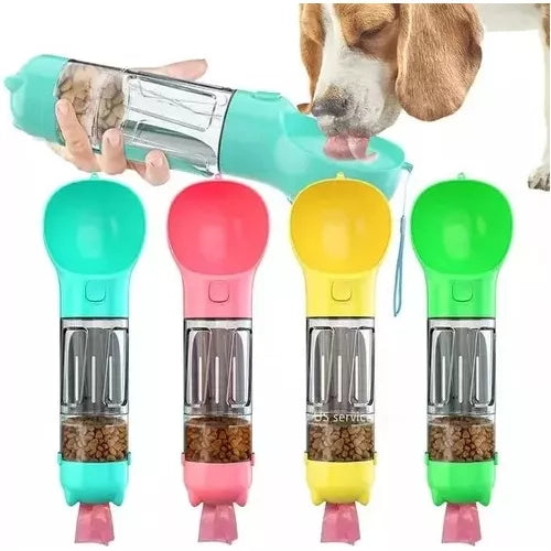 Botella Multifuncional Para Mascotas 4En1
