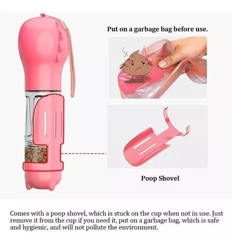 Botella Multifuncional Para Mascotas 4En1