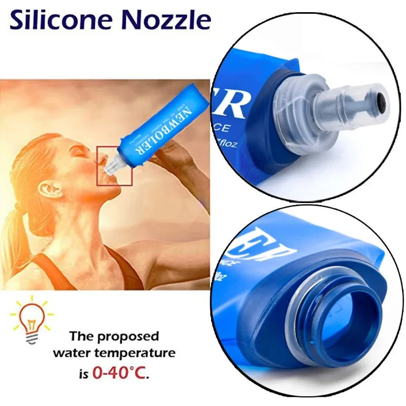 🟡 Botella de agua de 500ml, matraz blando plegable de TPU, bolsa para botella de agua deportiva, botella de agua plegable para correr, acampar y hacer senderismo