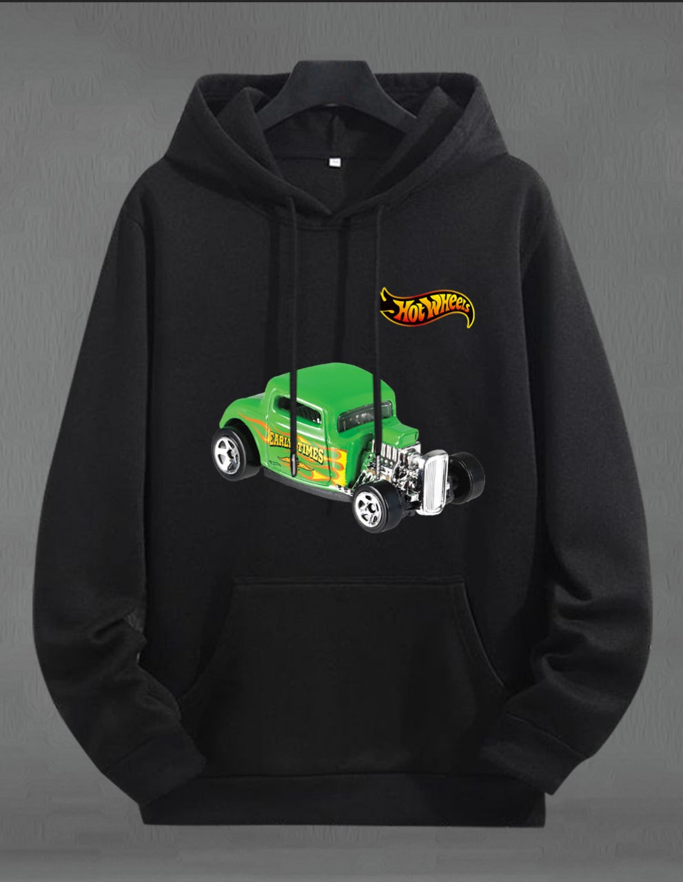 Buzo Saco, Hoodie hot wheels negro