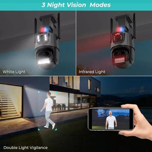 Cámara V380 de doble lente, detección humana, visión nocturna, vídeo de seguridad impermeable, cámara IP, Monitor CCTV con batería de 8MP 4K