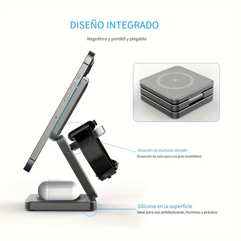 Cargador Inalámbrico Magnético 3 En 1