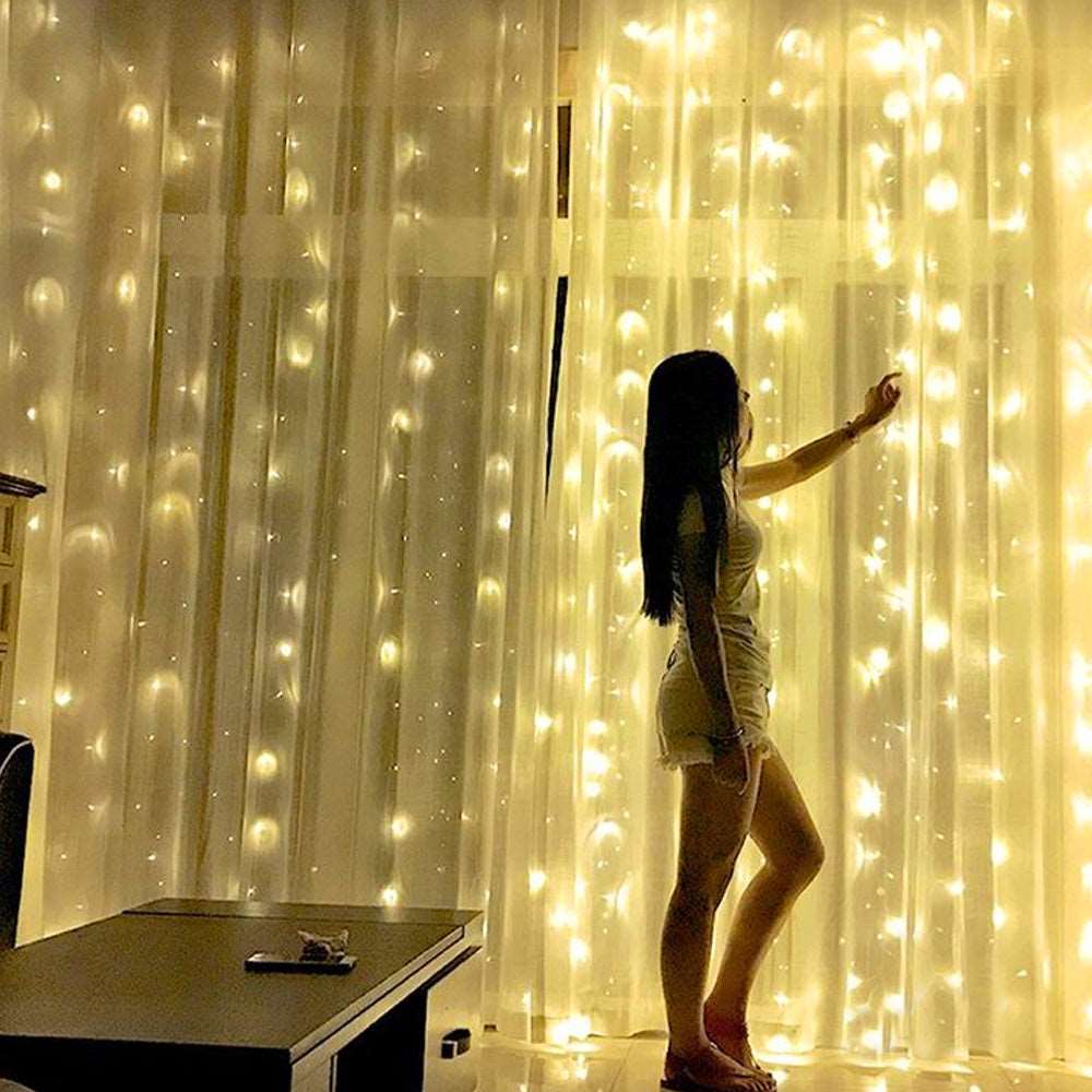 Cascada Luz Led Sube y Baja 6X2 Mts 600 Luces Cálido Navidad