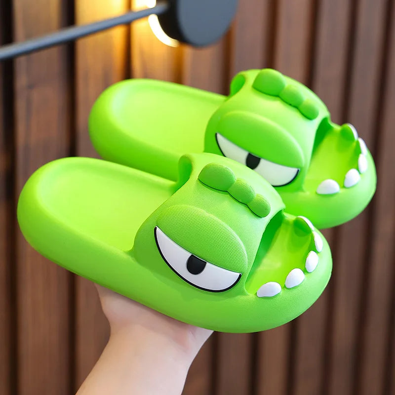 🟡 Chanclas de verano, sandalias de dinosaurio de dibujos animados, sandalias EVA antideslizantes Unisex, sandalias de ducha para el baño y el hogar
