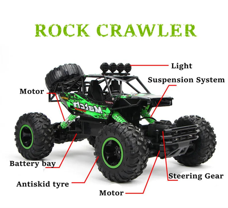 🟡 Coche teledirigido 4WD todoterreno 4x4, coches de Control remoto, Radio, Buggy, camión de carreras, deriva con luces Led, juguetes de regalo para niños y niñas