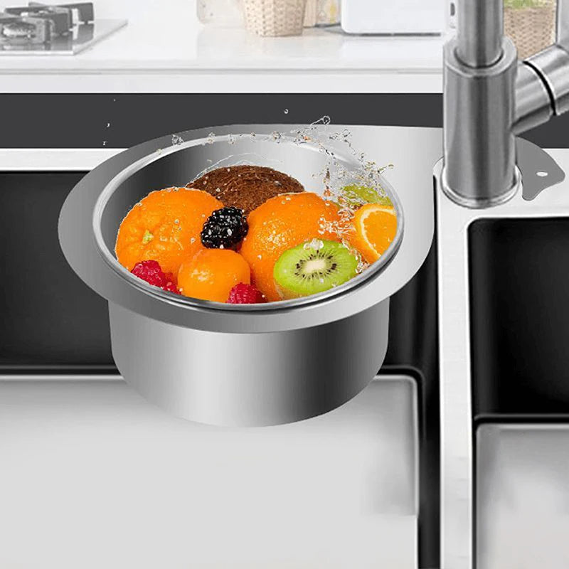 🟡 Colador de fregadero lavaplatos en forma de cisne en acero inoxidable, cesta filtrable, organizador multifuncional, cesta de lavado de verduras y frutas en la cocina