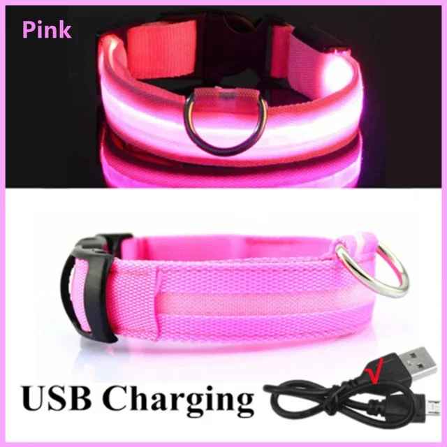 🟡 Collar para perro de nailon LED de seguridad nocturna intermitente que brilla en la oscuridad correa para perro mascota accesorios fluorescentes luminosos para perros