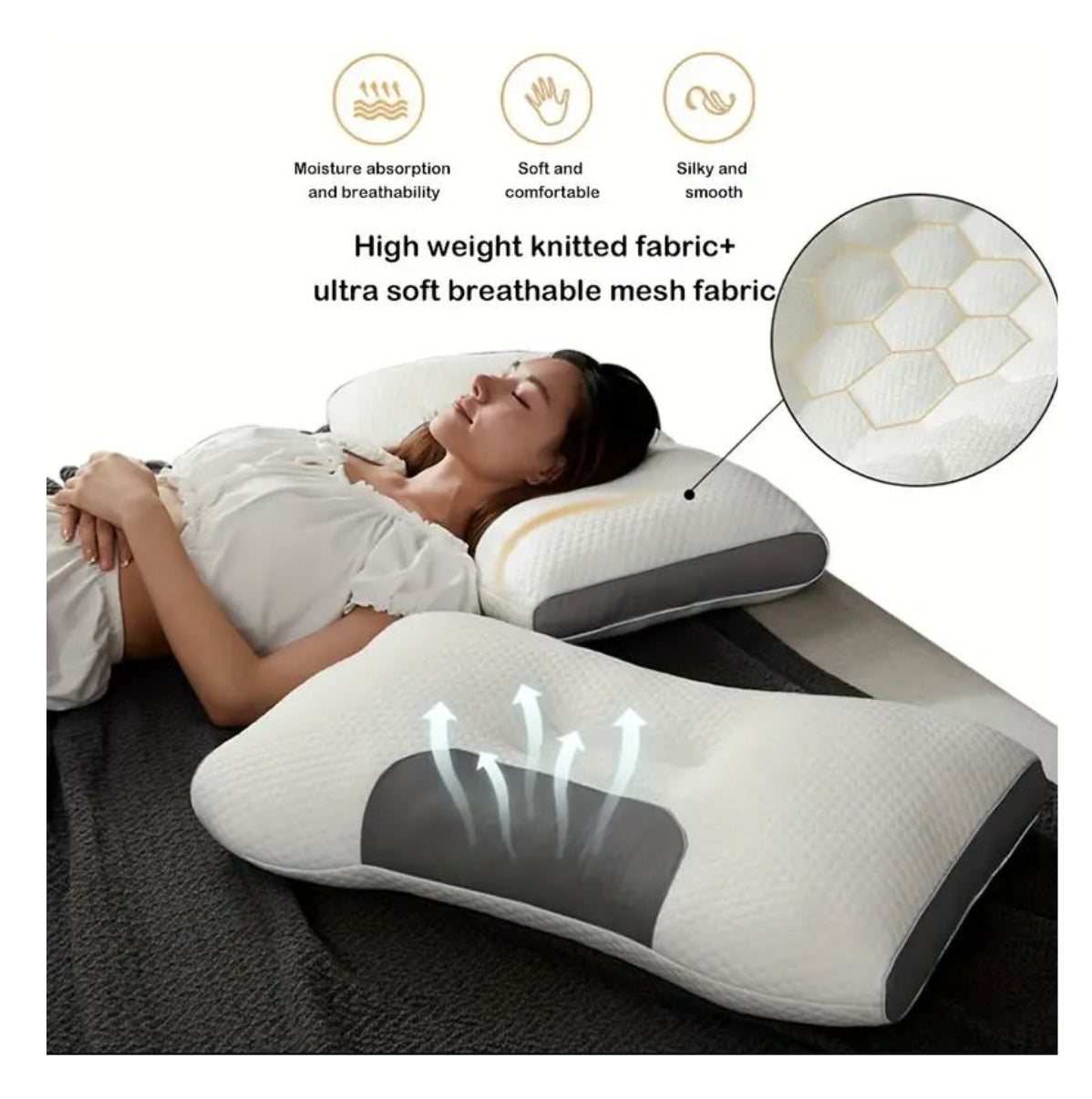 Combo 2 Almohada Cervical Cojín 3d Descanso