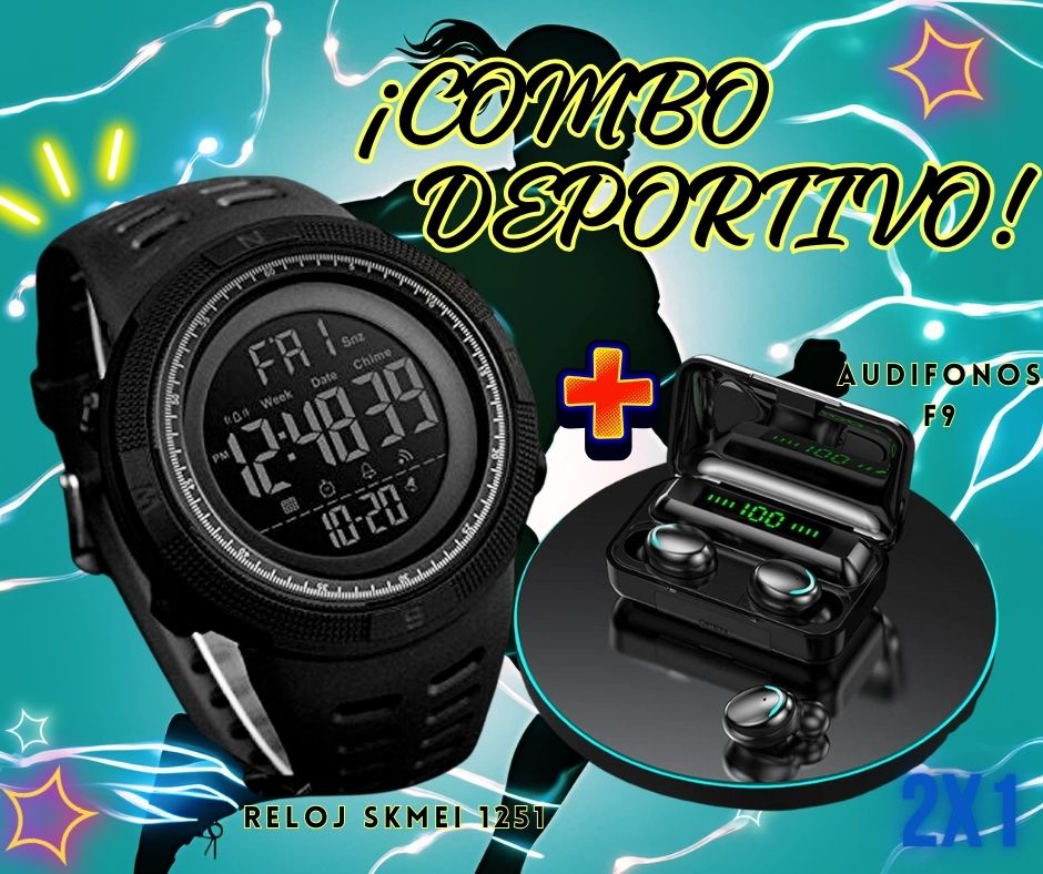 Combo Audífonos + Reloj Deportivo